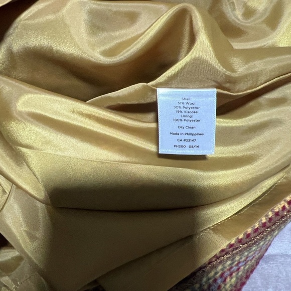 Talbots plaid wool blend A-line skirt in cranberry and gold color scheme 10P - Picture 6 of 6